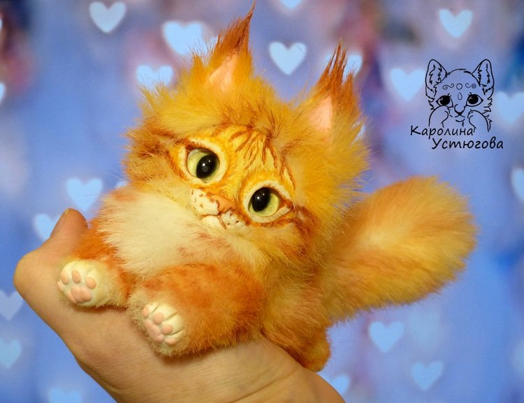 Котята Мейн-Куна — Игрушки в смешанной технике (мех и глина): Арт