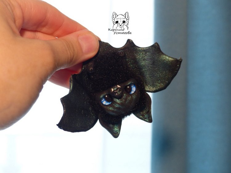 Сапфировая летучая мышка — Игрушки в смешанной технике (мех и глина): Арт (фото 4)