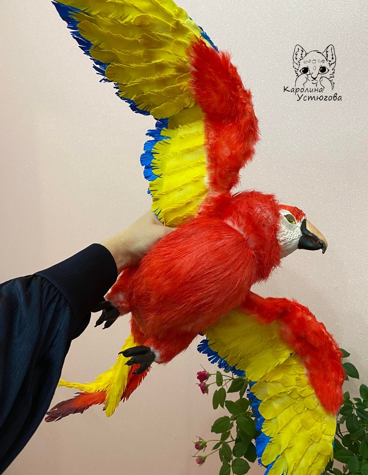 Попугай Ара — Игрушки в смешанной технике (мех и глина): Арт