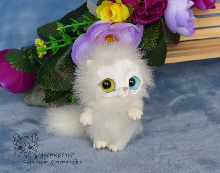 Котенок Пушок младший — Игрушки в смешанной технике (мех и глина): Арт (фото 3)
