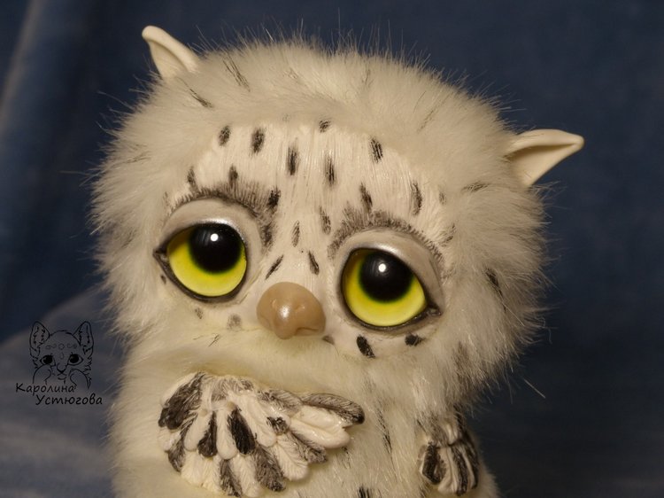 Большой совенок Бу-Бо — Игрушки в смешанной технике (мех и глина): Арт