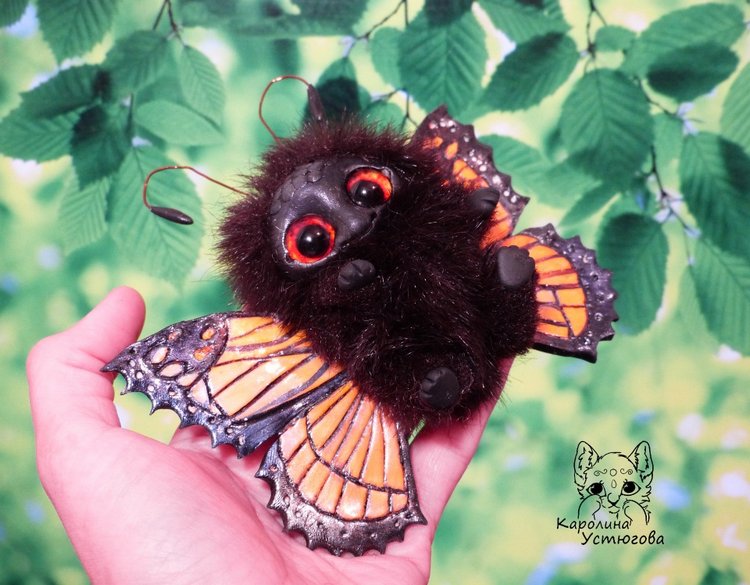 Бабочка — Игрушки в смешанной технике (мех и глина): Арт (фото 9)