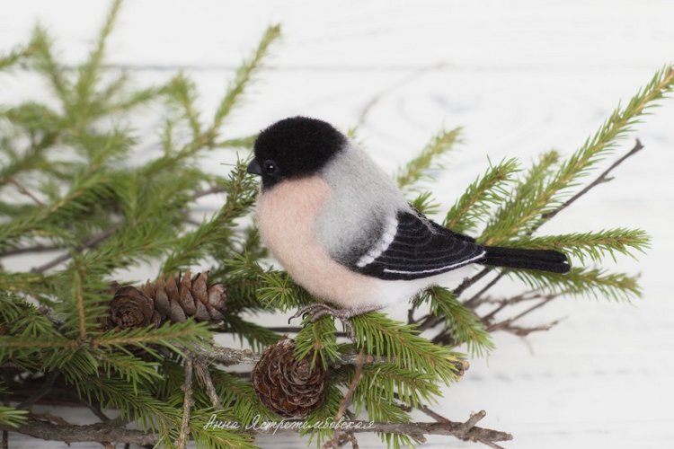 Снегири — Валяные игрушки из шерсти: сухое валяние (фото 10)