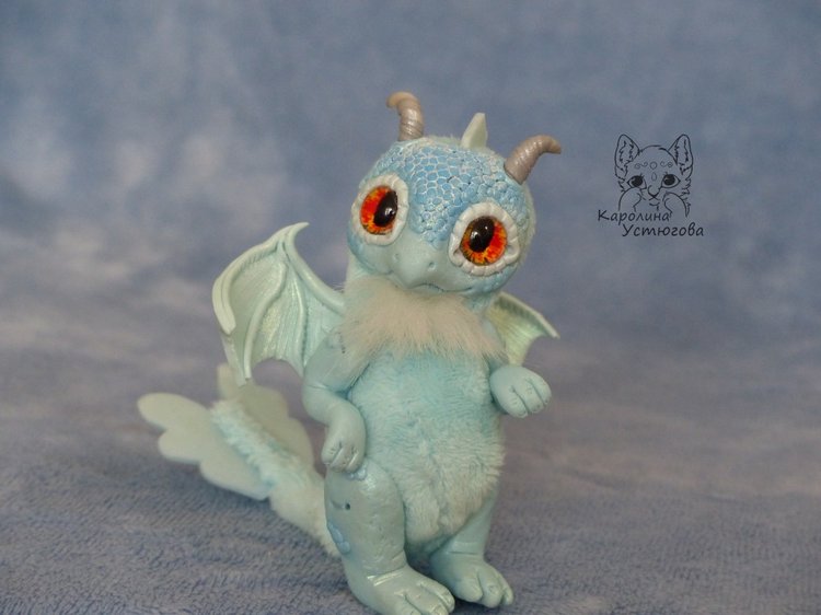 Голубой дракон — Игрушки в смешанной технике (мех и глина): Арт (фото 6)