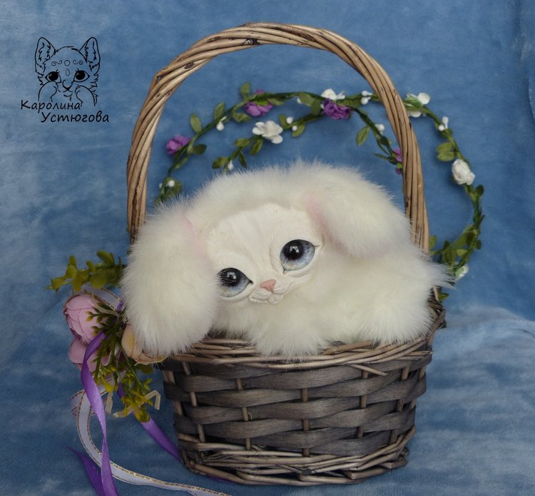 Зайчик. Просто зайчик — Игрушки в смешанной технике (мех и глина): Арт (фото 7)