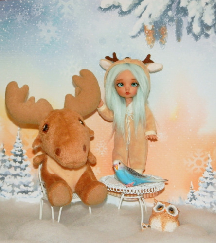 Зимние зарисовки - стеснительный Оленёнок