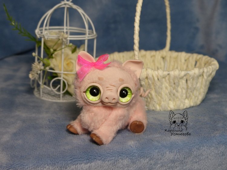 Свинка Эми — Игрушки в смешанной технике (мех и глина): Арт (фото 6)