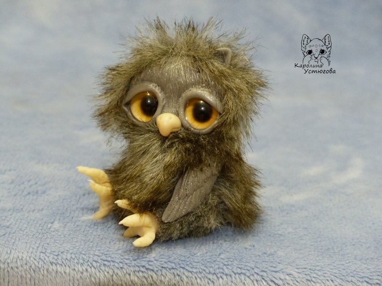 Совушка Ириска — Игрушки в смешанной технике (мех и глина): Арт (фото 8)