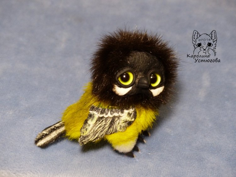Синички — Игрушки в смешанной технике (мех и глина): Арт