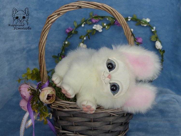 Зайчик. Просто зайчик — Игрушки в смешанной технике (мех и глина): Арт (фото 9)