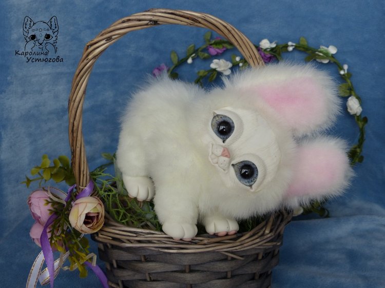 Зайчик. Просто зайчик — Игрушки в смешанной технике (мех и глина): Арт