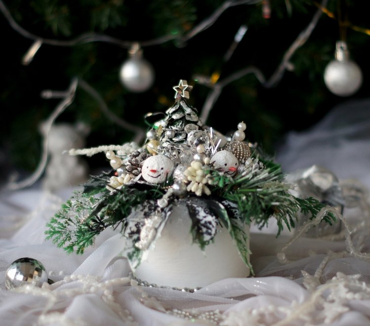 Букетик снеговиков — Авторские игрушки из разных материалов: синельная проволока (фото 2)