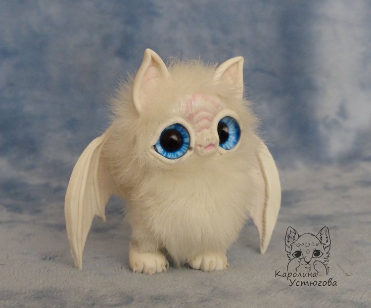 Белые летучие мышки — Игрушки в смешанной технике (мех и глина): Арт (фото 9)