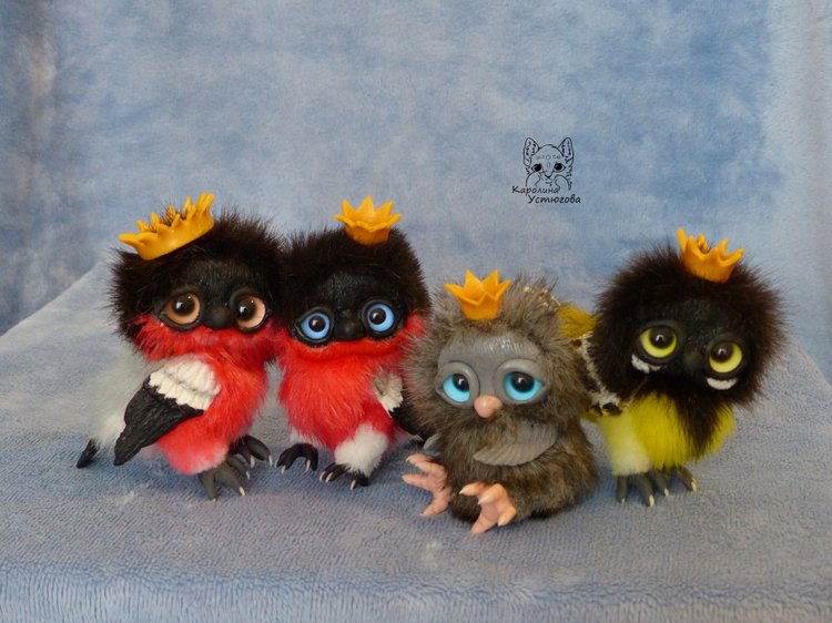 Призы к конкурсу. Птички — Игрушки в смешанной технике (мех и глина): Арт (фото 2)