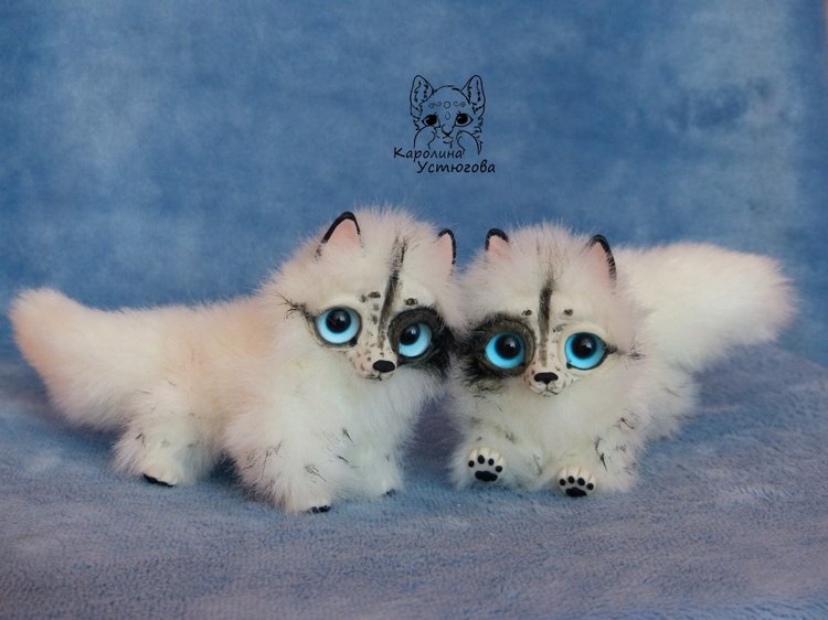 Далматиновые лисички — Игрушки в смешанной технике (мех и глина): Арт (фото 5)