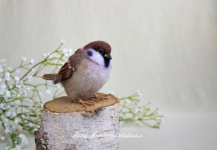 Воробушки — Валяные игрушки из шерсти: сухое валяние