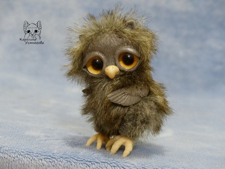 Совушка Ириска — Игрушки в смешанной технике (мех и глина): Арт (фото 7)