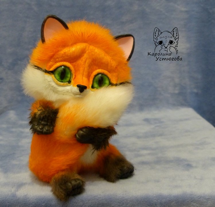 Зеленоглаза Лисичка — Игрушки в смешанной технике (мех и глина): Арт (фото 2)