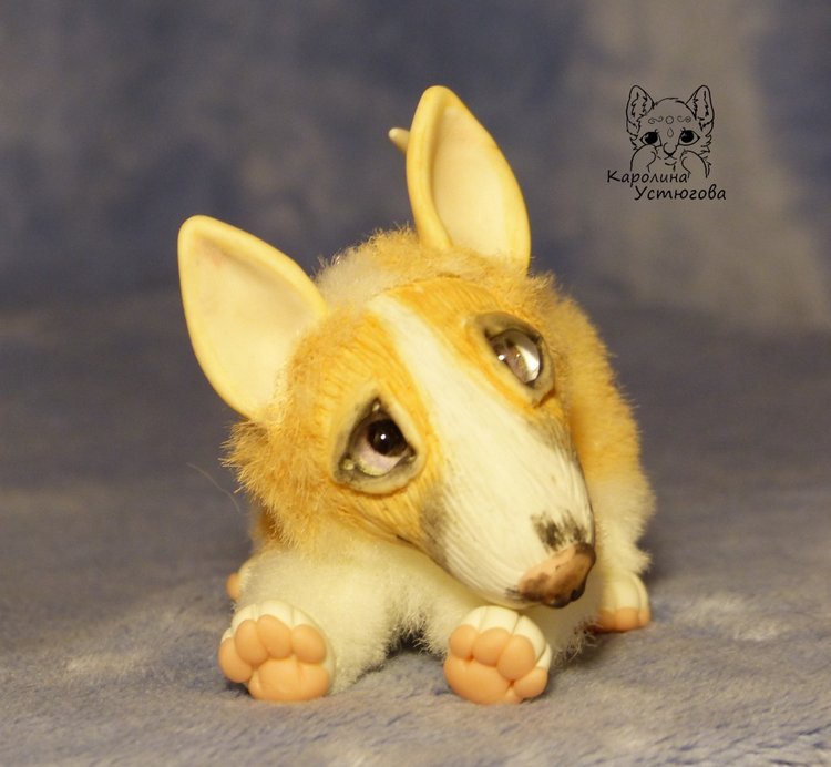 Щенок Бультерьера — Игрушки в смешанной технике (мех и глина): Арт (фото 7)