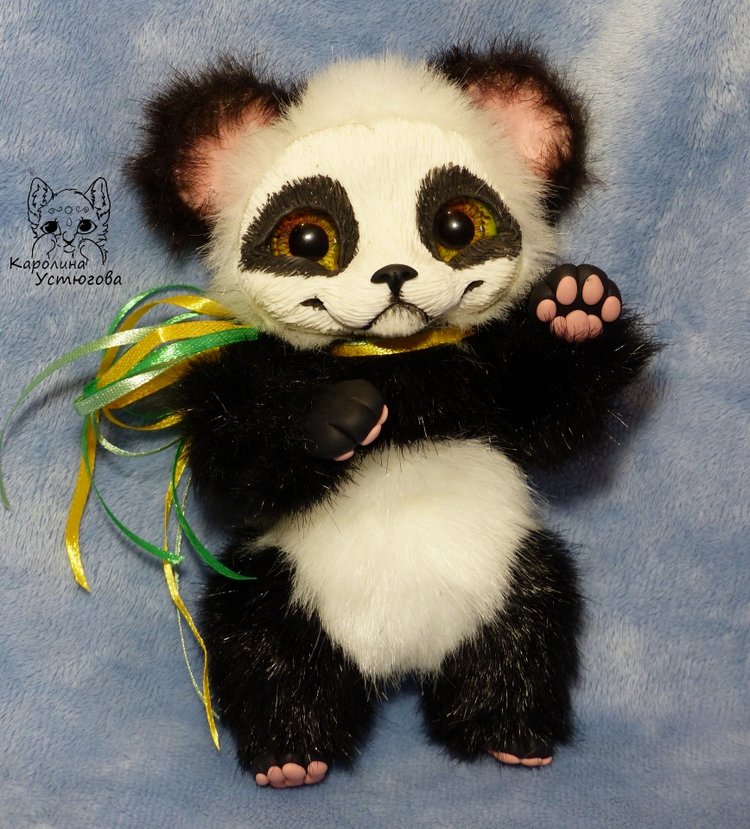 Семейка Панд — Игрушки в смешанной технике (мех и глина): Арт (фото 8)