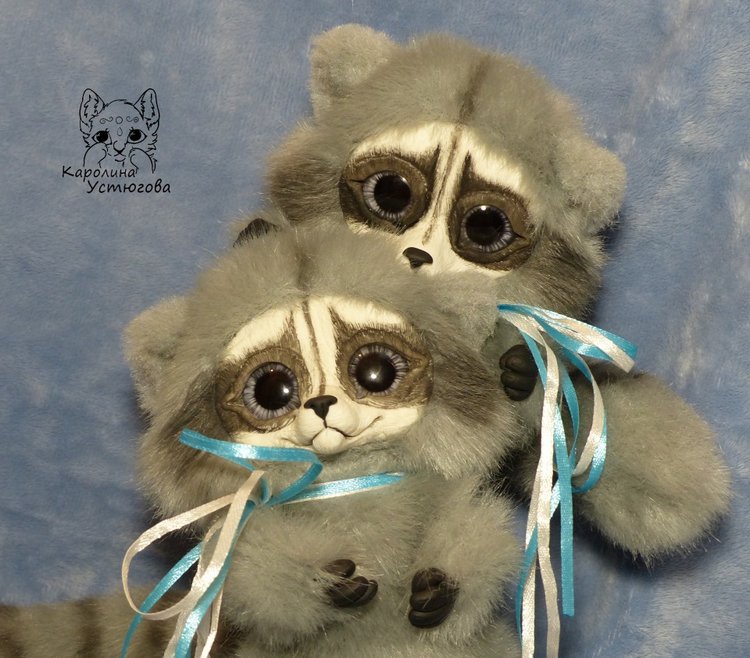 Сероглазые Еноты — Игрушки в смешанной технике (мех и глина): Арт (фото 8)