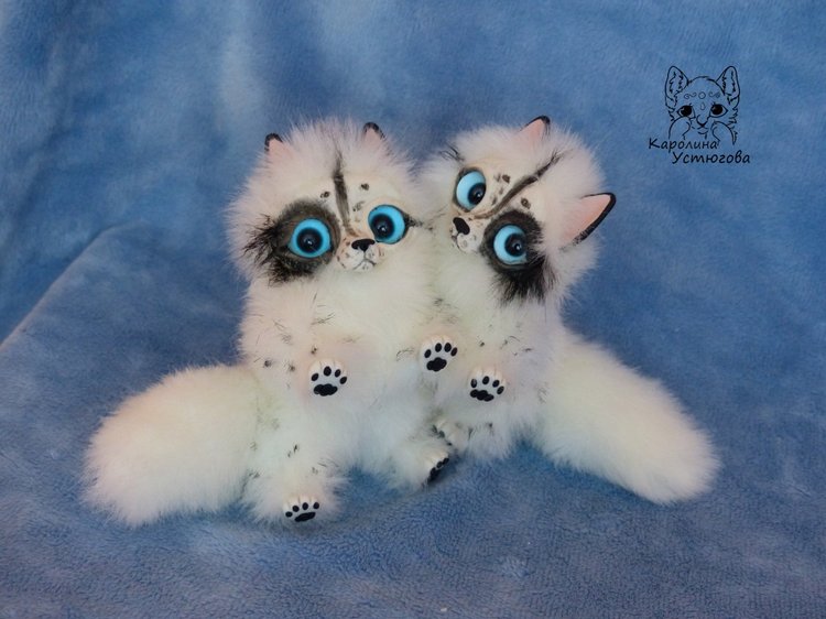 Далматиновые лисички — Игрушки в смешанной технике (мех и глина): Арт (фото 2)