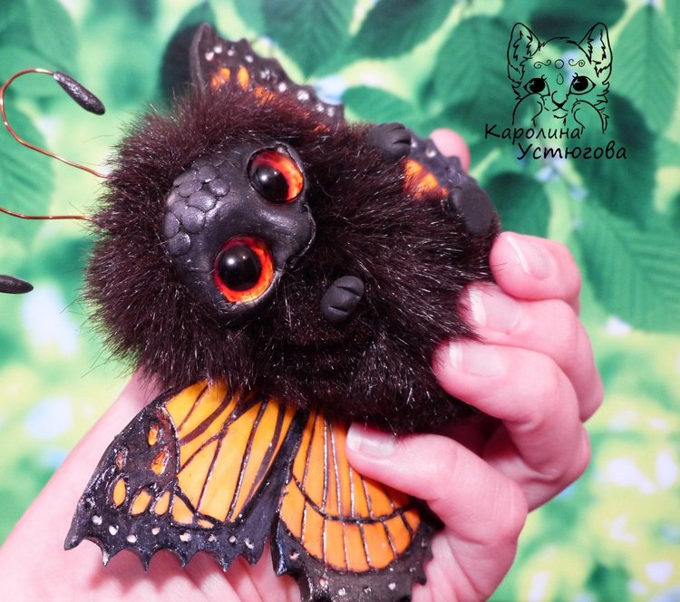 Бабочка — Игрушки в смешанной технике (мех и глина): Арт