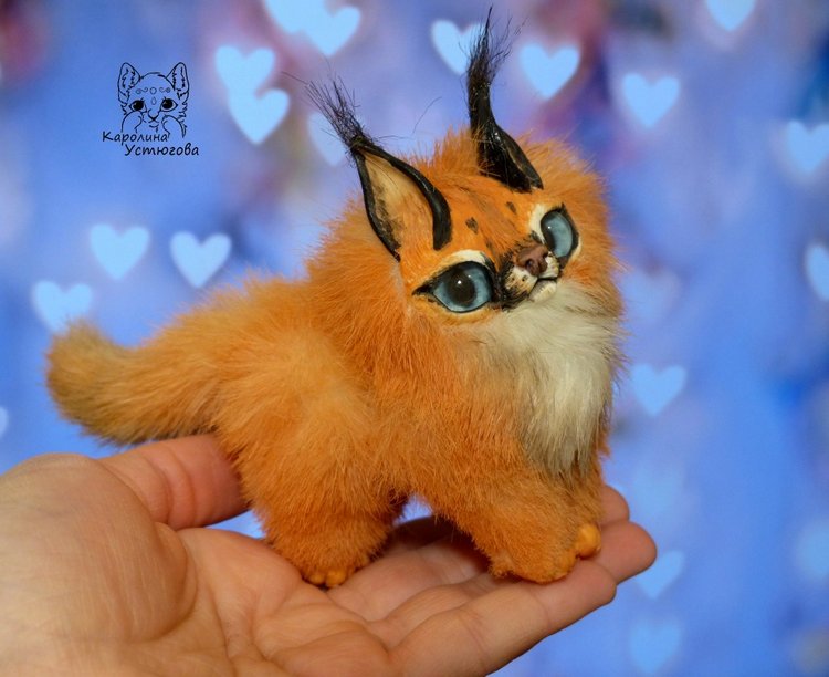 Детеныши Каракала — Игрушки в смешанной технике (мех и глина): Арт (фото 8)