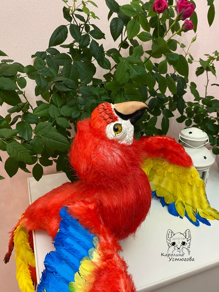 Попугай Ара — Игрушки в смешанной технике (мех и глина): Арт