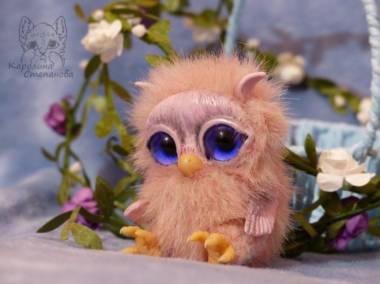 Совушка Бэрри — Игрушки в смешанной технике (мех и глина): Арт