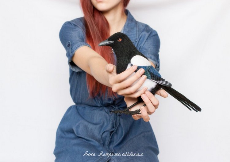 Сорока-белобока — Валяные игрушки из шерсти: сухое валяние