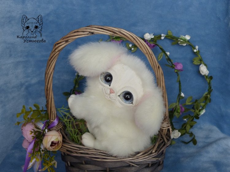 Зайчик. Просто зайчик — Игрушки в смешанной технике (мех и глина): Арт (фото 6)