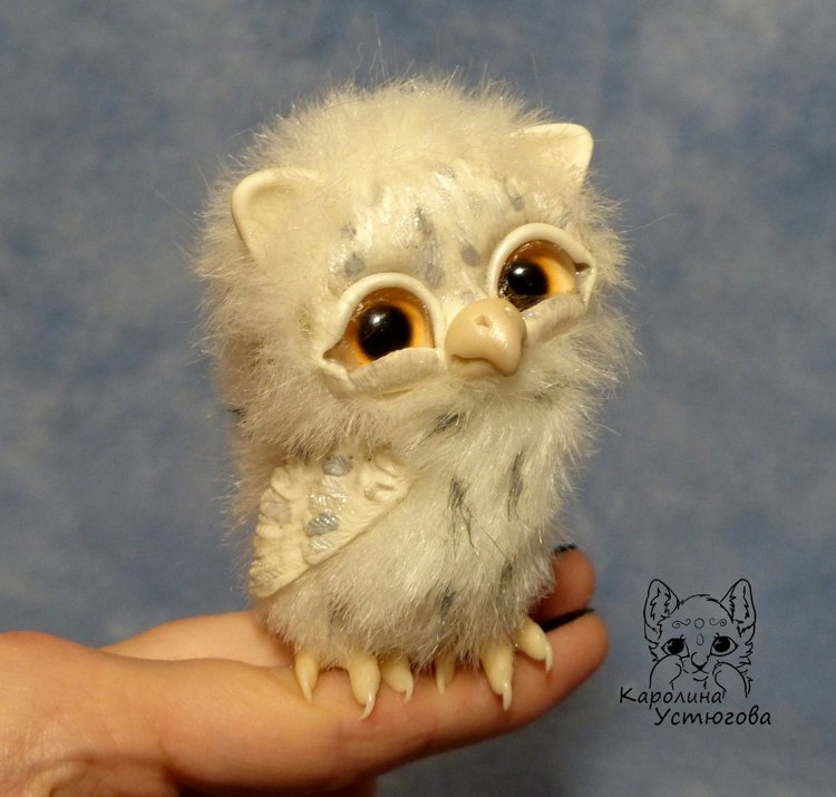 Счастливые совята — Игрушки в смешанной технике (мех и глина): Арт