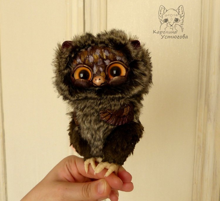 Счастливые совушки — Игрушки в смешанной технике (мех и глина): Арт (фото 9)