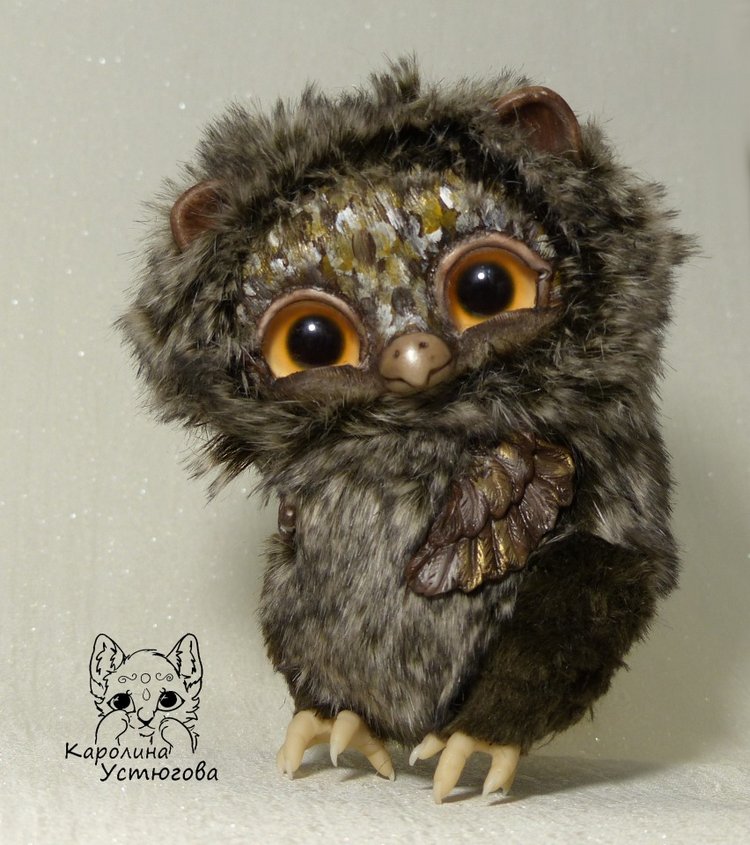 Счастливая сова — Игрушки в смешанной технике (мех и глина): Арт (фото 9)