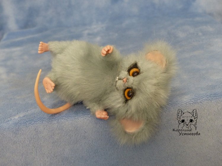 Серый мышонок, Шуршик — Игрушки в смешанной технике (мех и глина): Арт (фото 6)