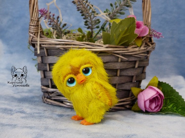 Утята, ждут весны — Игрушки в смешанной технике (мех и глина): Арт