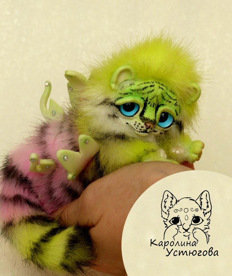 Ахисмио Тигровый — Игрушки в смешанной технике (мех и глина): Арт