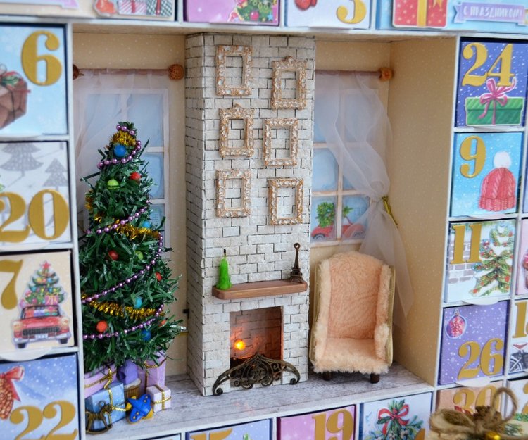 Адвент календарь с миниатюрой и освещением (фото 7)