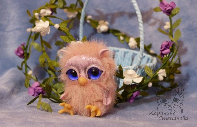 Совушка Бэрри — Игрушки в смешанной технике (мех и глина): Арт