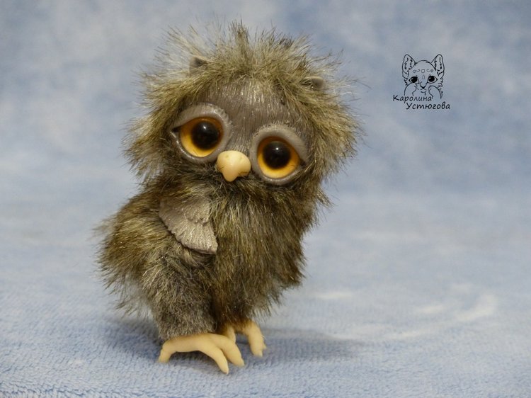 Совушка Ириска — Игрушки в смешанной технике (мех и глина): Арт (фото 6)