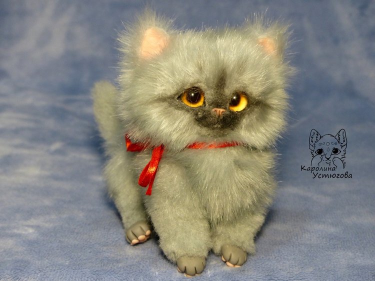 Котенок Дымок — Игрушки в смешанной технике (мех и глина): Арт (фото 7)