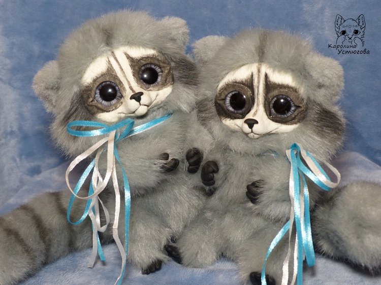 Сероглазые Еноты — Игрушки в смешанной технике (мех и глина): Арт (фото 4)
