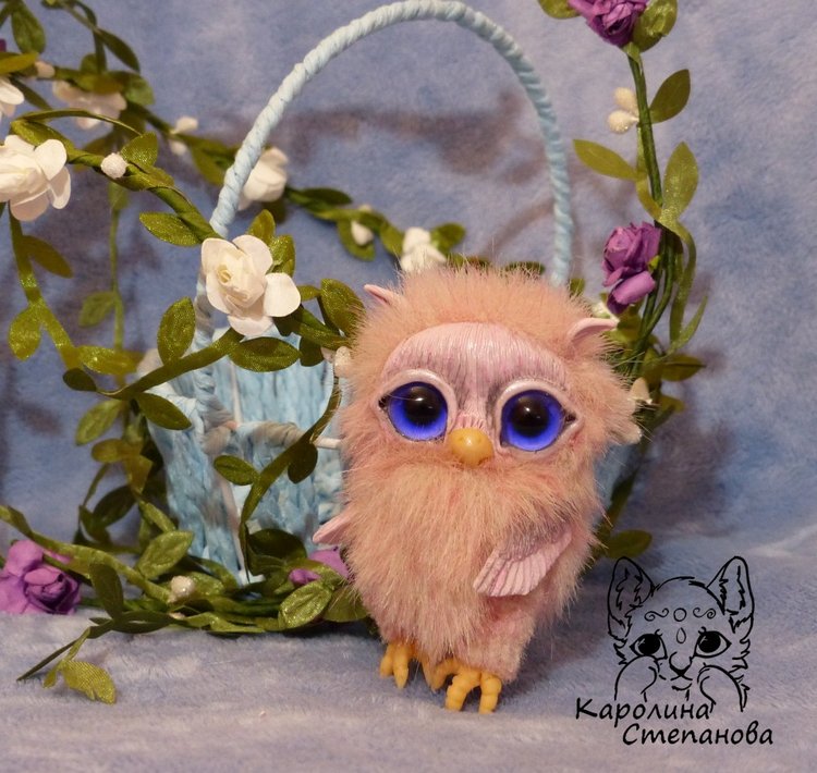 Совушка Бэрри — Игрушки в смешанной технике (мех и глина): Арт