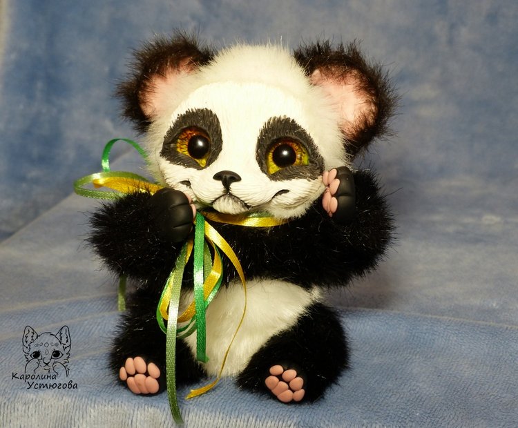 Семейка Панд — Игрушки в смешанной технике (мех и глина): Арт