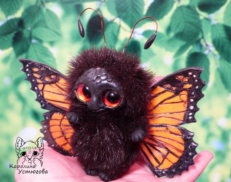 Бабочка — Игрушки в смешанной технике (мех и глина): Арт (фото 2)