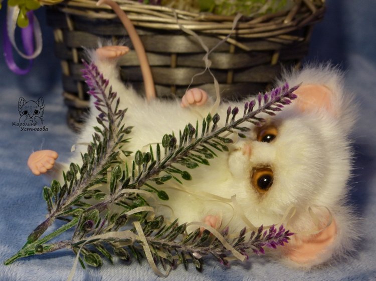 Мышонок Белый Пух — Игрушки в смешанной технике (мех и глина): Арт (фото 9)