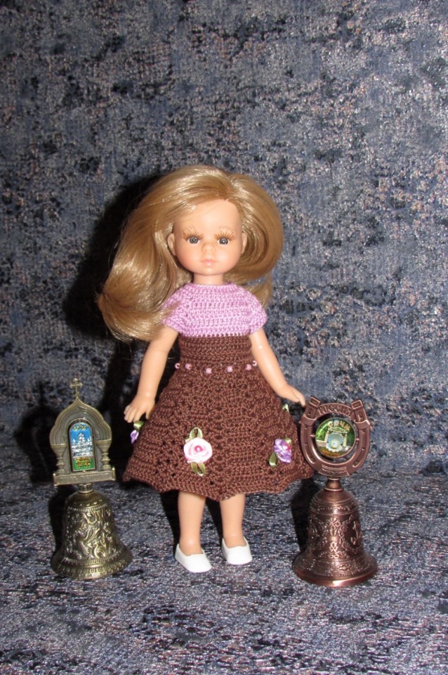 Вязаное платье на кукол Паола Рейна мини - 21 см (Paola Reina mini - 21 cm) (фото 6)