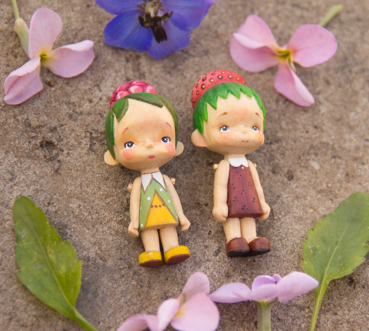 Деревянные малыши, девочка лисичка, сестрички земляничка с клубничкой (фото 2)