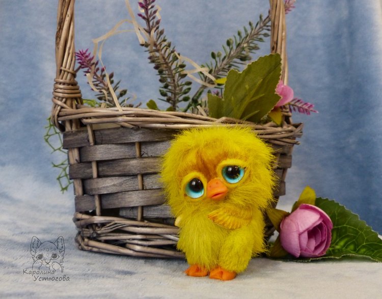 Утята, ждут весны — Игрушки в смешанной технике (мех и глина): Арт